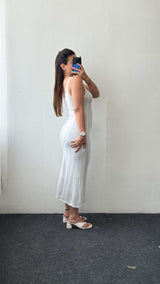 Size XS-S White Ribbed Bodycon Midi Dress