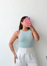Size XS Powder Blue High Neck Bodysuit