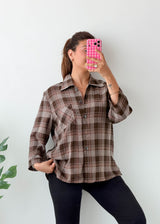 Size M-L Brown Plaid Shirt