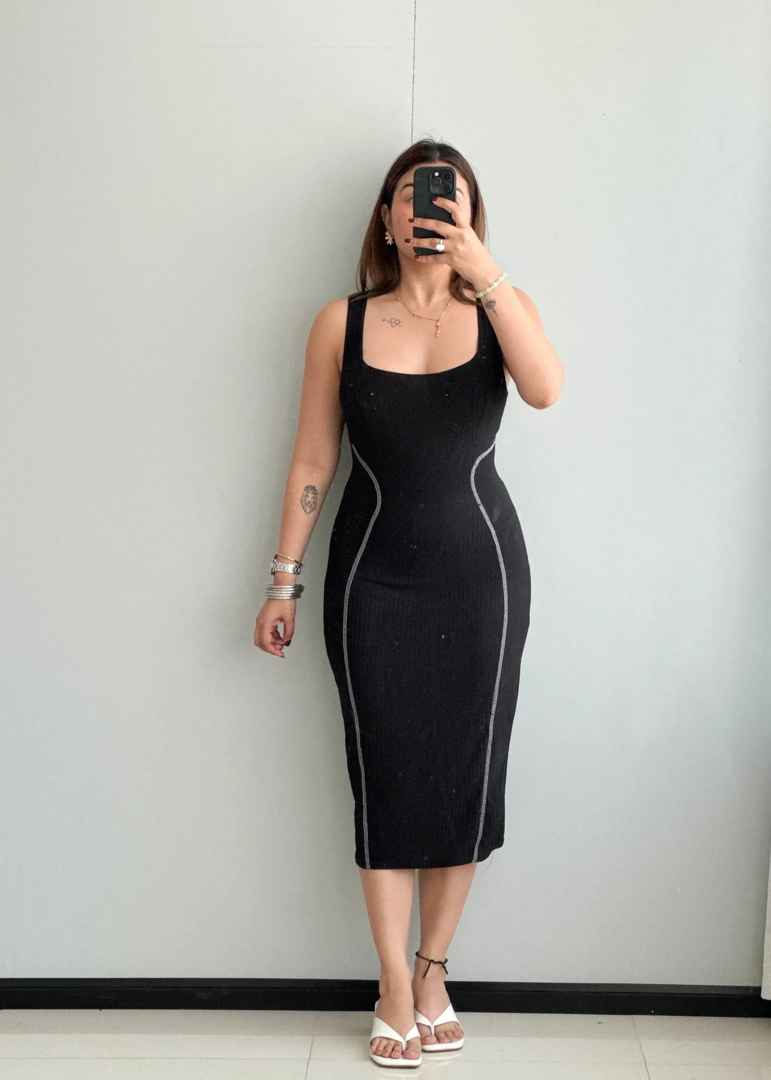 SIZE M-L, Black Bodycon Dress - Closet by Payal