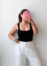 Size M-L Black Square Neck Top