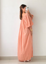 Free Size Peach Cotton Maxi Dress