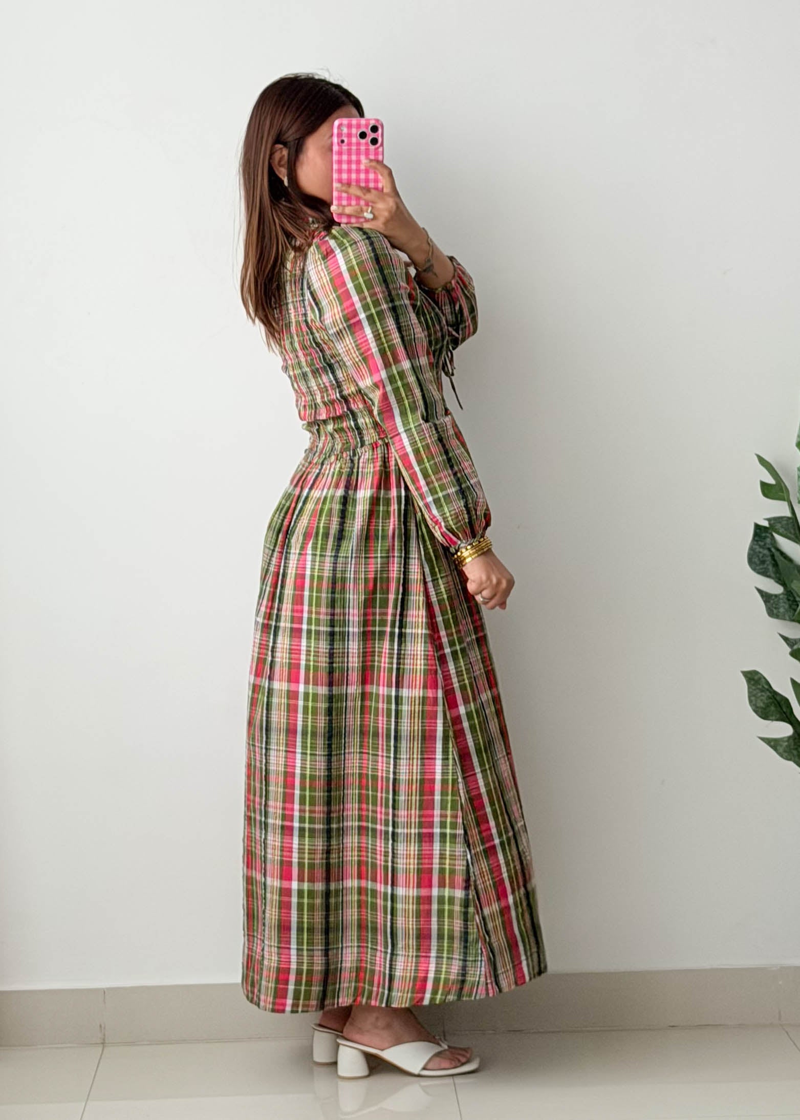Size S-M / L-XL Plaid Maxi Dress