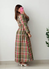 Size S-M / L-XL Plaid Maxi Dress