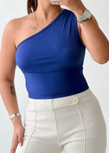Size S-M Royal Blue One Shoulder Top