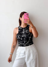 Size S Black Abstract Mesh Top