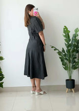 Size L, Black Utility Shirt Dress