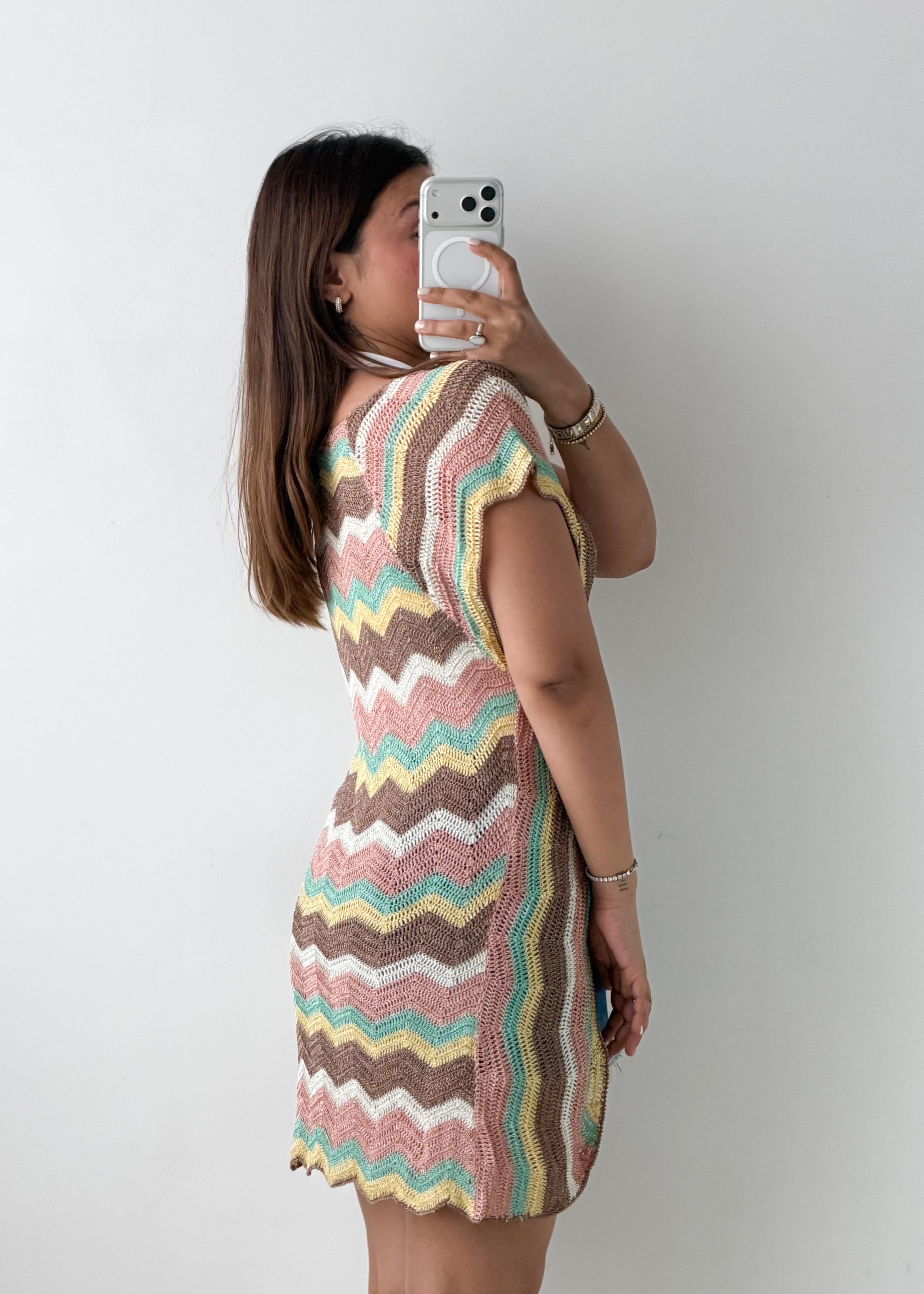 Size S-M Multicolor Crochet Tie Vest Top
