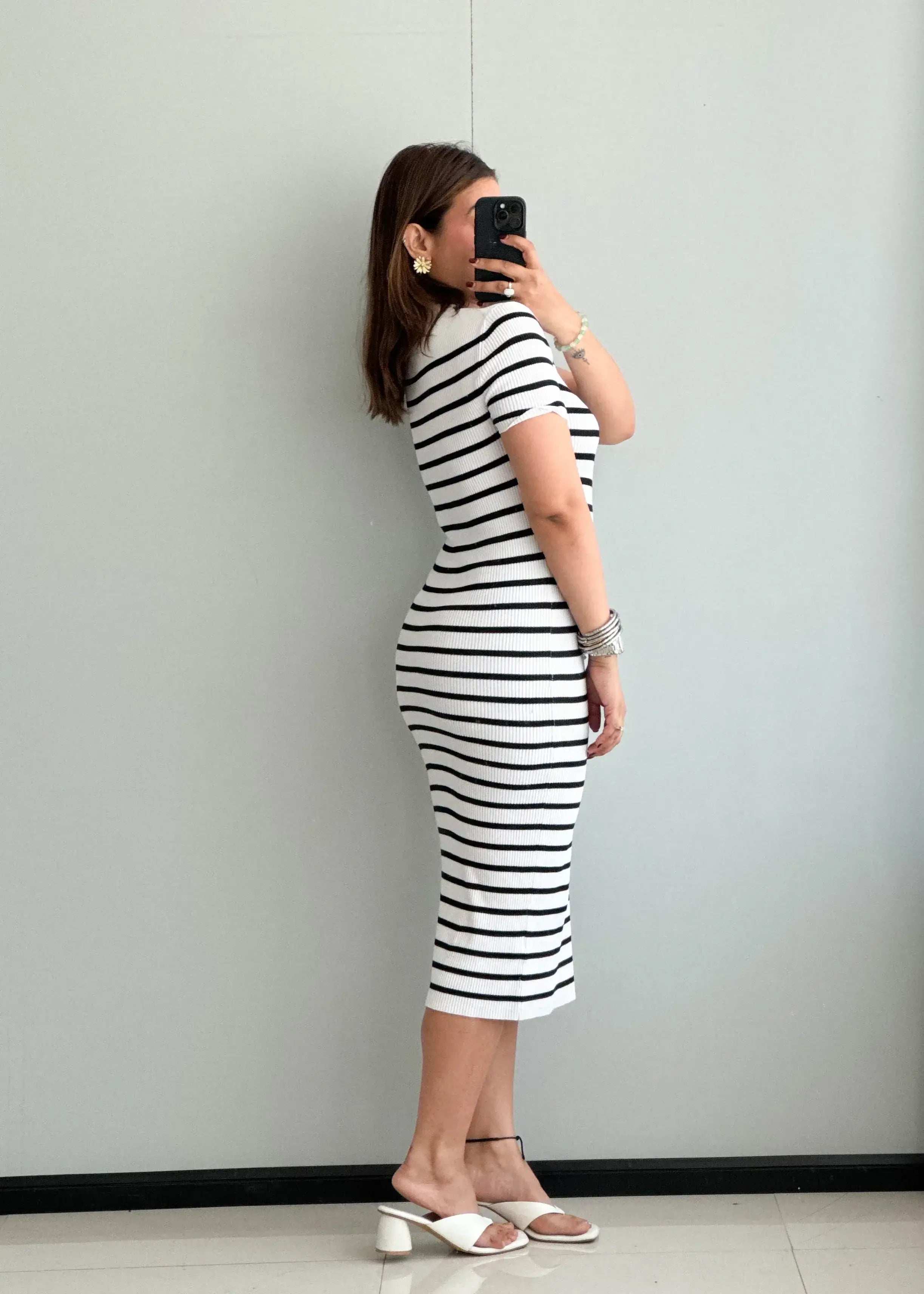SIZE S-M, Striped bodycon Dress - Closet by Payal
