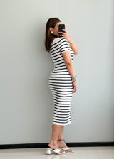 SIZE S-M, Striped bodycon Dress
