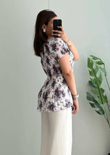 Size S-M, Printed pleated peplum top - Closet by Payal