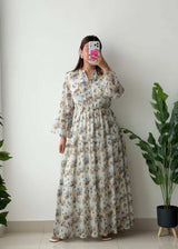 Size M-L, Vintage Floral Maxi Dress