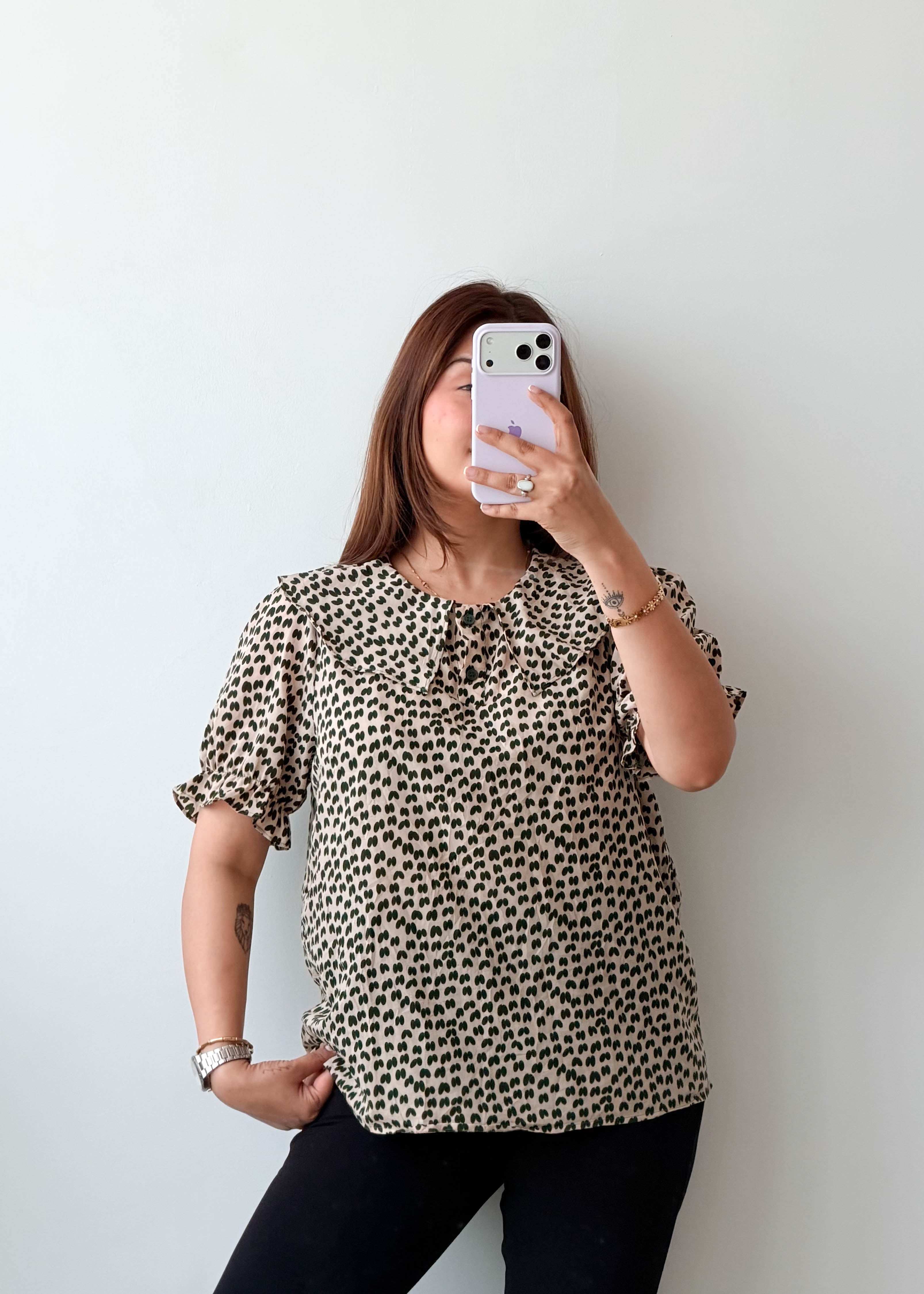 Size XS-S Beige Animal Print Top