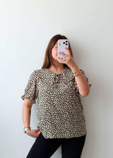 Size XS-S Beige Animal Print Top