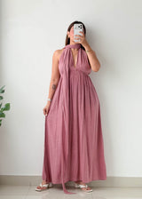 Size XS-S Dusty Pink Halter Maxi Dress