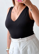 Size M Black V-Neck Bodysuit