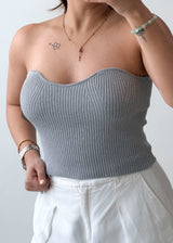 Size S-M Grey Strapless Ribbed Top