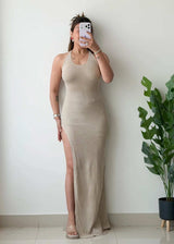 Size XS-S, Beige Crochet Maxi Dress