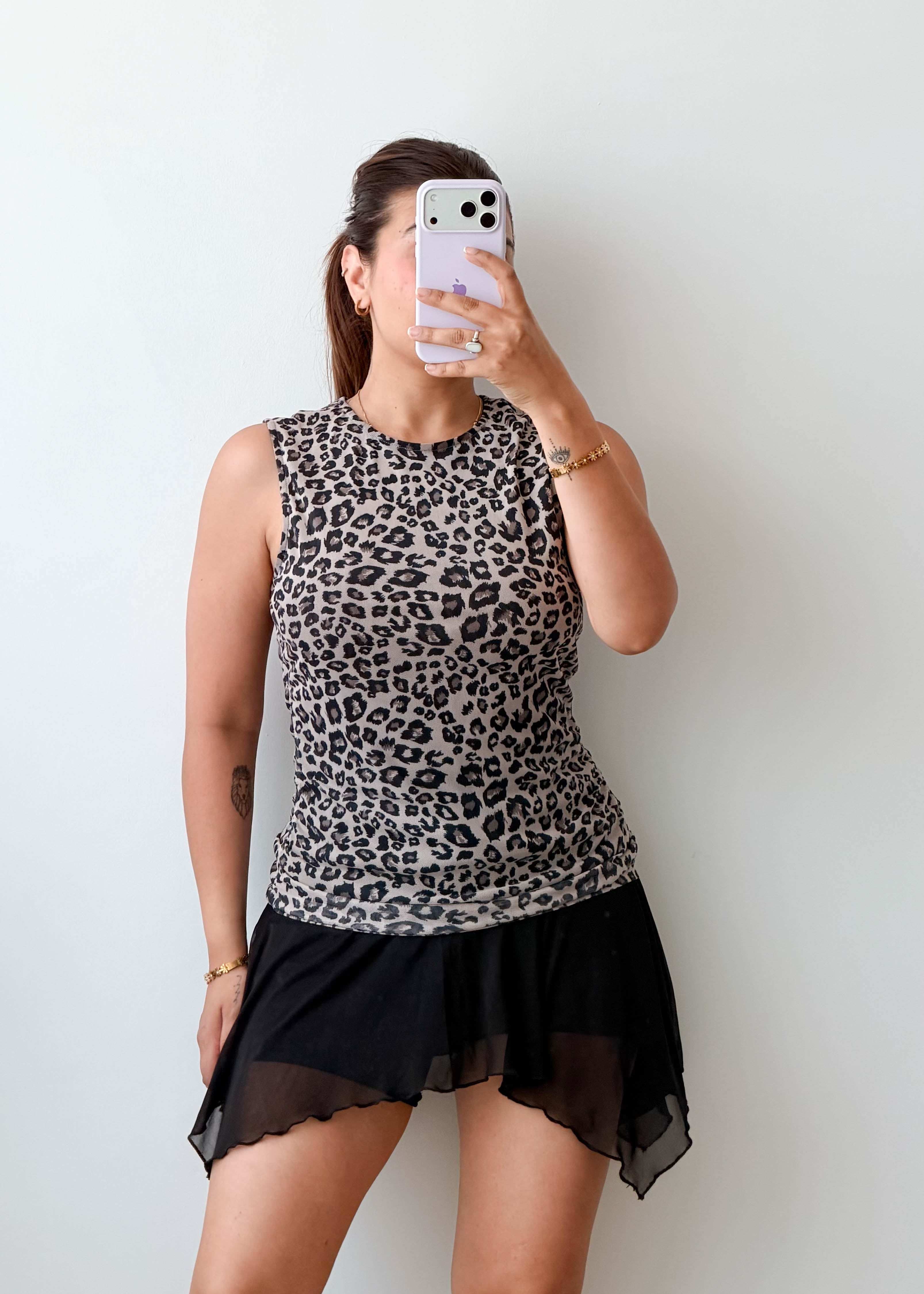 Size M-L Leopard Print Sleeveless Top