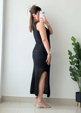 Size S-M, Black Crochet Maxi Dress