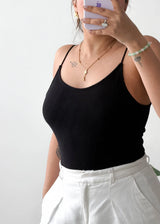 Size M-L, Black Deep Back Camisole Bodysuit