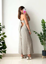 Size S-M, Beige Smocked Strap Jumpsuit