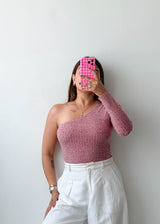 Size M-L Rose One-Shoulder Knit Bodysuit