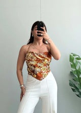Size XS-M, Satin Tie up bandana top - Closet by Payal