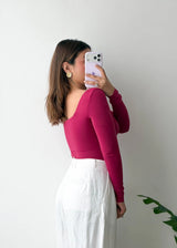 Size XS, Magenta Square Neck Bodysuit