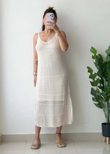 Size M-L, Beige Crochet Midi Dress