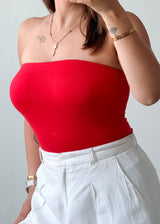Size XS-S Red Strapless Tube Bodysuit