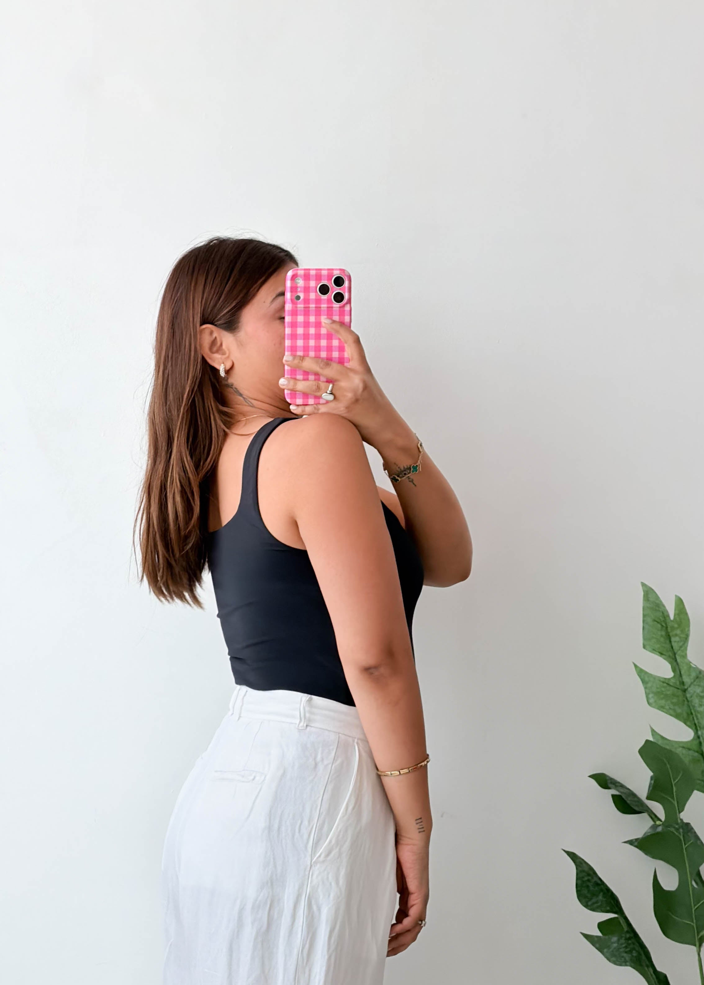 Size M Black Square Neck Bodysuit