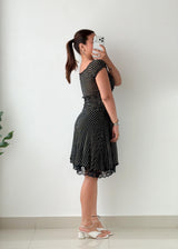 Size XS-S Black Polka Dot Fit & Flare Dress