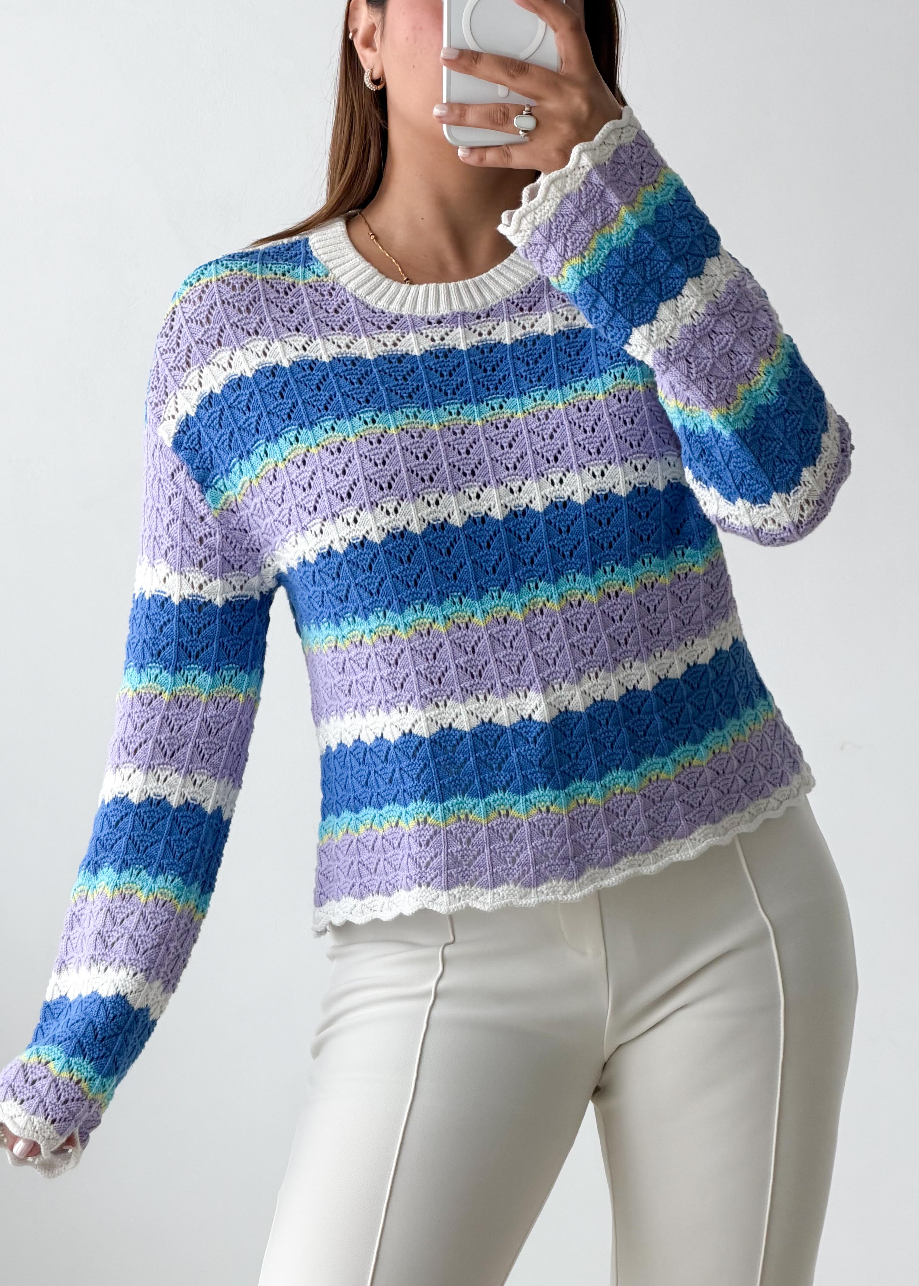 Size M-L Multicolor Crochet Knit Sweater