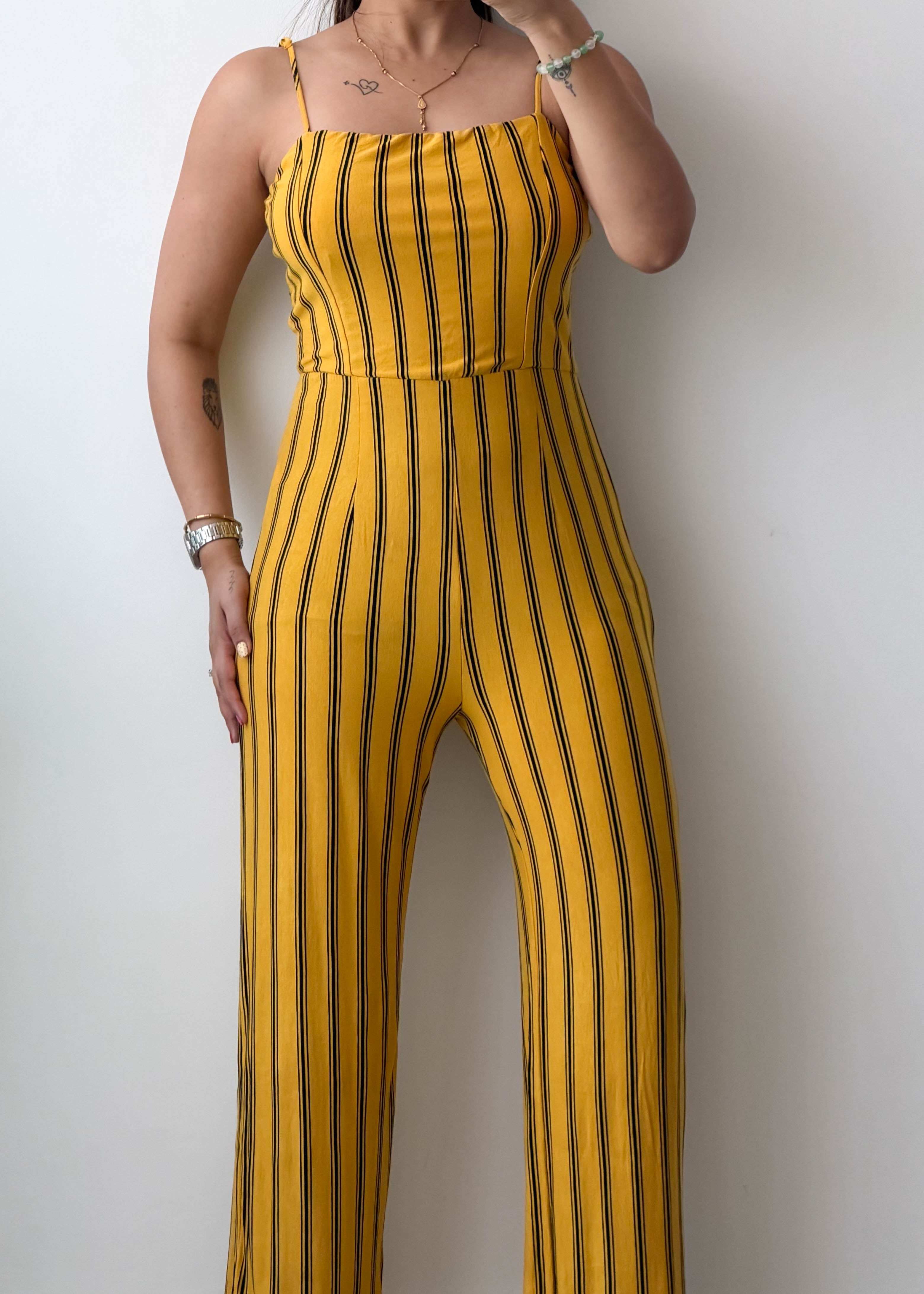 S-M Yellow Striped Jumpsuit