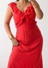 Size L-XL Red Ruffle Maxi Dress