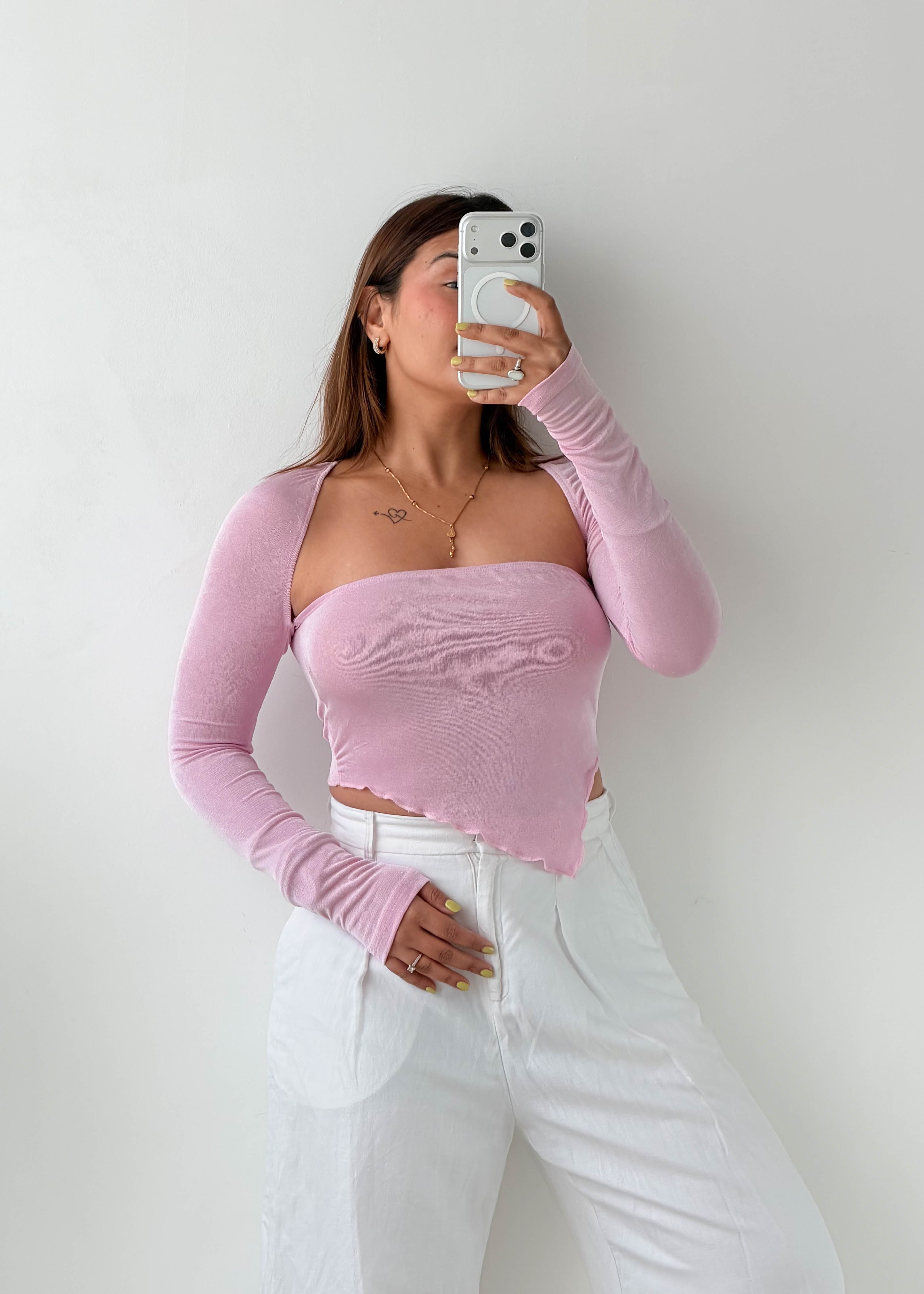 Size S-M Lilac One-Shoulder Asymmetric Crop Top