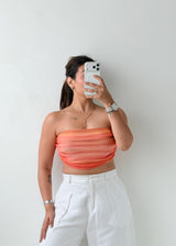 Size XS-S Orange Ombre Mesh Tube Top