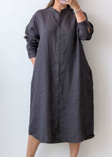 M-L Black Oversized Shirt Dress