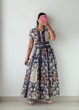 Size S Navy Multi Print Maxi Dress