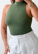 Size S Olive High Neck Bodysuit