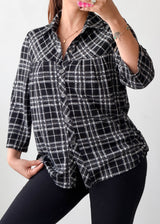 Size S-M Black Checked Shirt Top