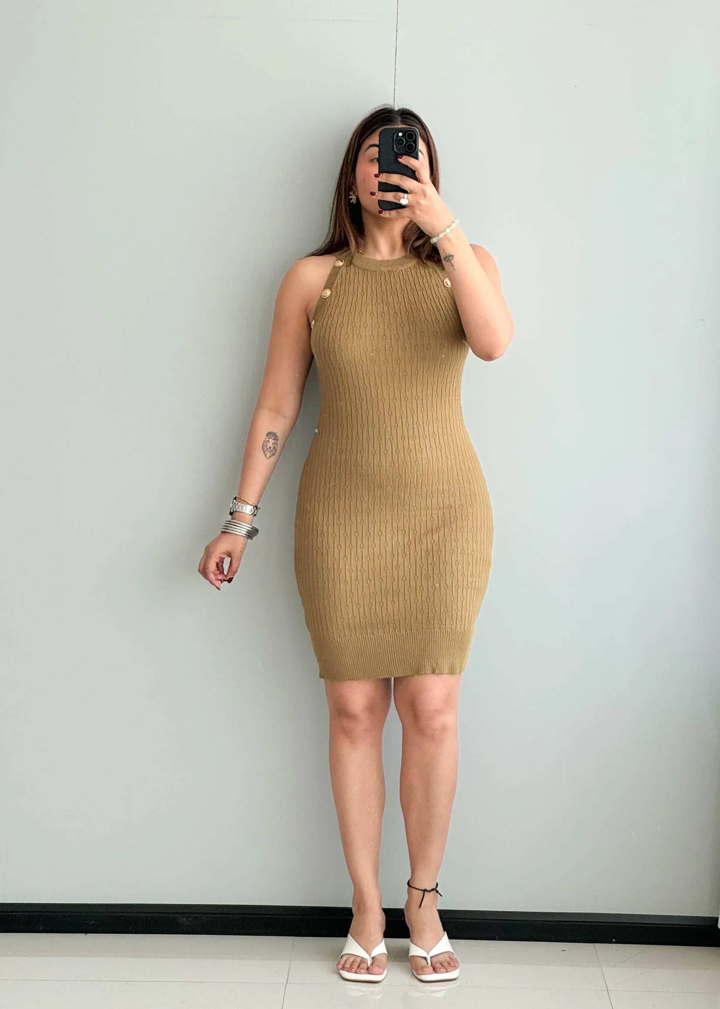 SIZE S-M, Cotton Ribbed Mini Dress - Closet by Payal
