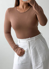 Size S-M Mocha Long Sleeve Bodysuit
