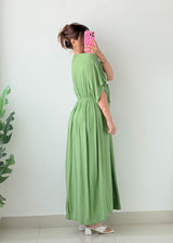 Size M-L Sage Green Drawstring Maxi Dress