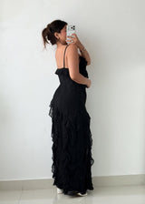 Size S-M Black Ruffle Maxi Dress