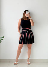 Size XS-M Black Contrast Knit Mini Dress