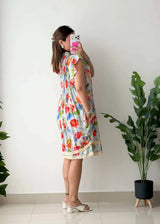 Size M-L, Floral Smocked Mini Dress