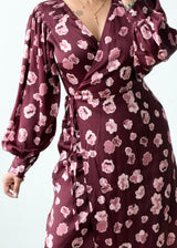 Size S-M Burgundy Floral Print Maxi Dress