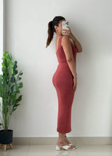 Size S-M Rust Ribbed Maxi Dress